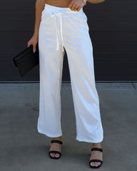 Quincy Drawstring Pants - White Oshnow