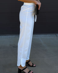 Quincy Drawstring Pants - White Oshnow