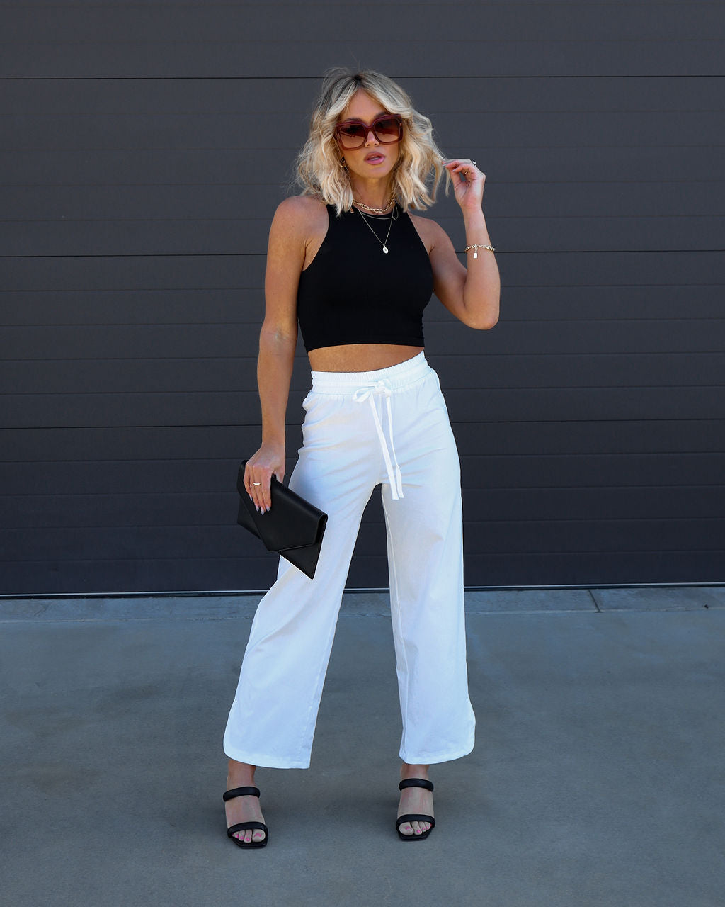 Quincy Drawstring Pants - White Oshnow