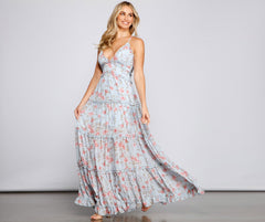 Quinn Formal Floral Ruffled A-Line Dress Oshnow