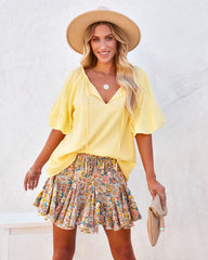 Rafa Cotton Puff Sleeve Top - Yellow Oshnow