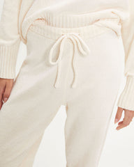 Rainy Day Glam Chenille Jogger Pants - Cream  - SALE Oshnow