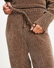 Rainy Day Glam Chenille Jogger Pants - Mocha Oshnow