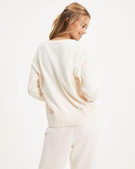 Rainy Day Glam Chenille Pullover Sweater - Cream Oshnow