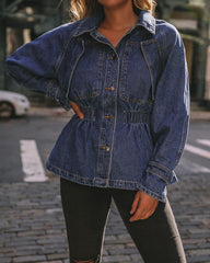 Ralph Elastic Waist Denim Jacket Oshnow