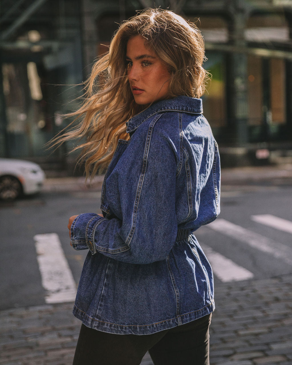 Ralph Elastic Waist Denim Jacket Oshnow