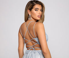 Rashida Lattice Back Glitter Dress Oshnow