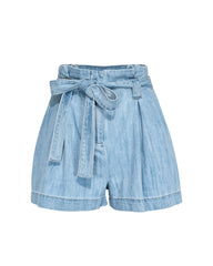 Raya High Rise Paper Bag Waist Denim Shorts Oshnow