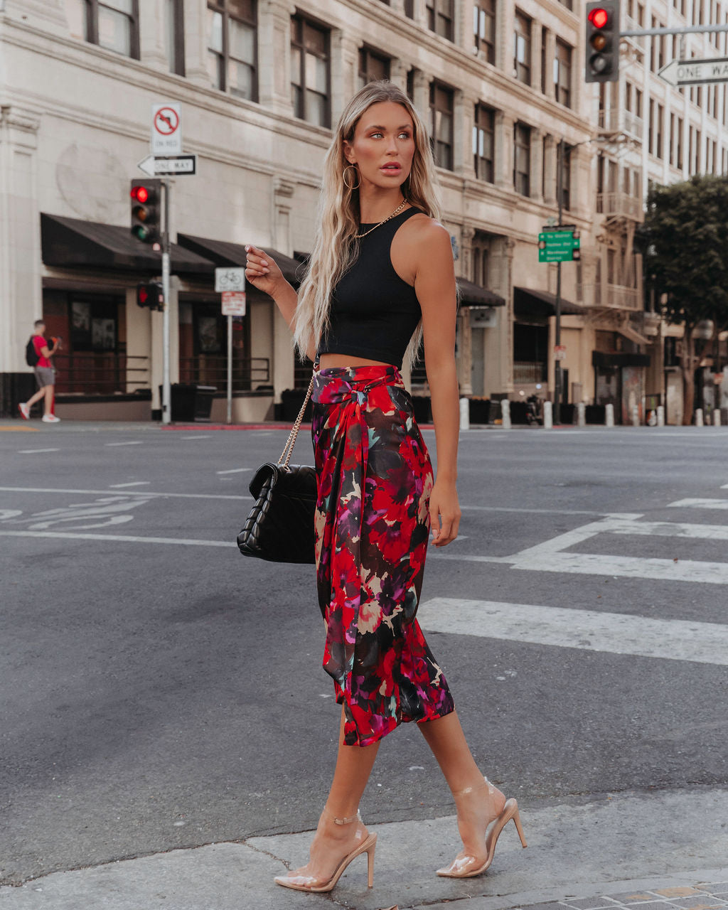 Rayne Floral Wrap Midi Skirt Oshnow