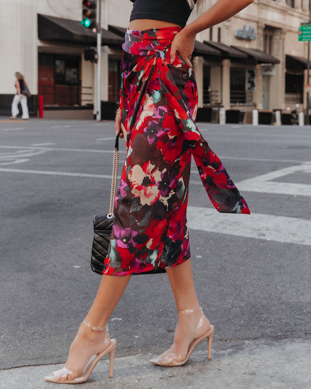 Rayne Floral Wrap Midi Skirt Oshnow