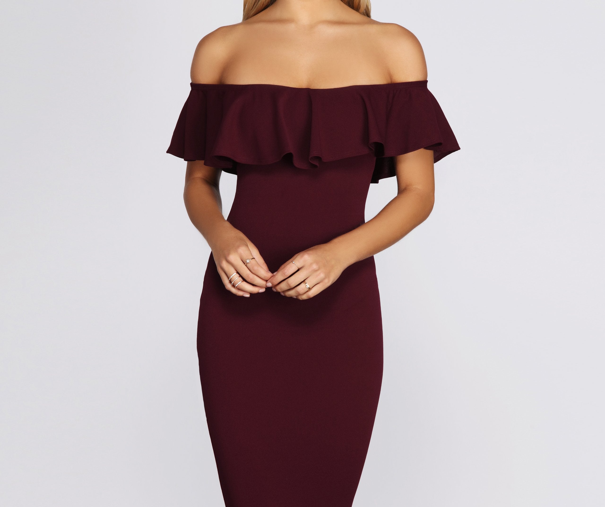 Ready And Ruffled Midi Dress Oshnow