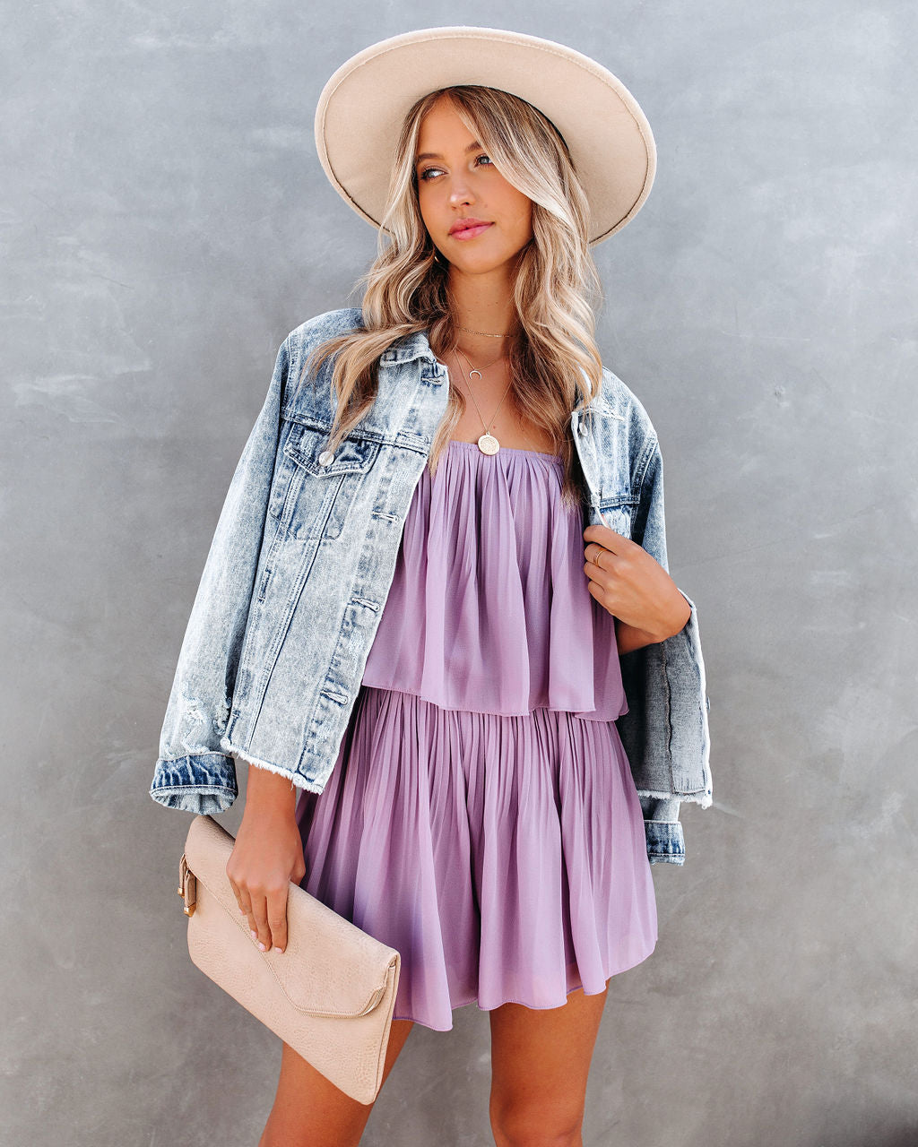 Redcrest Pleated Romper - Purple Dove Oshnow