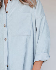 Reilly Corduroy Button Down Pocket Top - Light Sage Oshnow