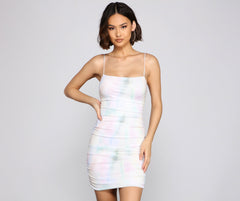 Retro Glam Tie Dye Ruched Mini Dress Oshnow