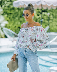 Ria Floral Chiffon Off The Shoulder Blouse Oshnow