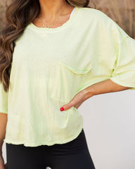 Riah Cotton Distressed Pocket Tee - Neon Lime Oshnow