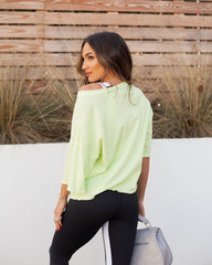 Riah Cotton Distressed Pocket Tee - Neon Lime Oshnow