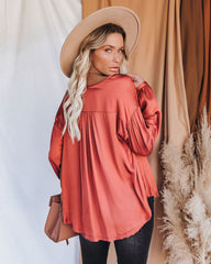 Riker Satin Frayed Blouse - Terracotta Oshnow