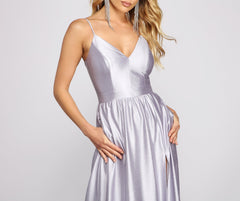 Riley Glitter Satin A-Line Formal Dress Oshnow