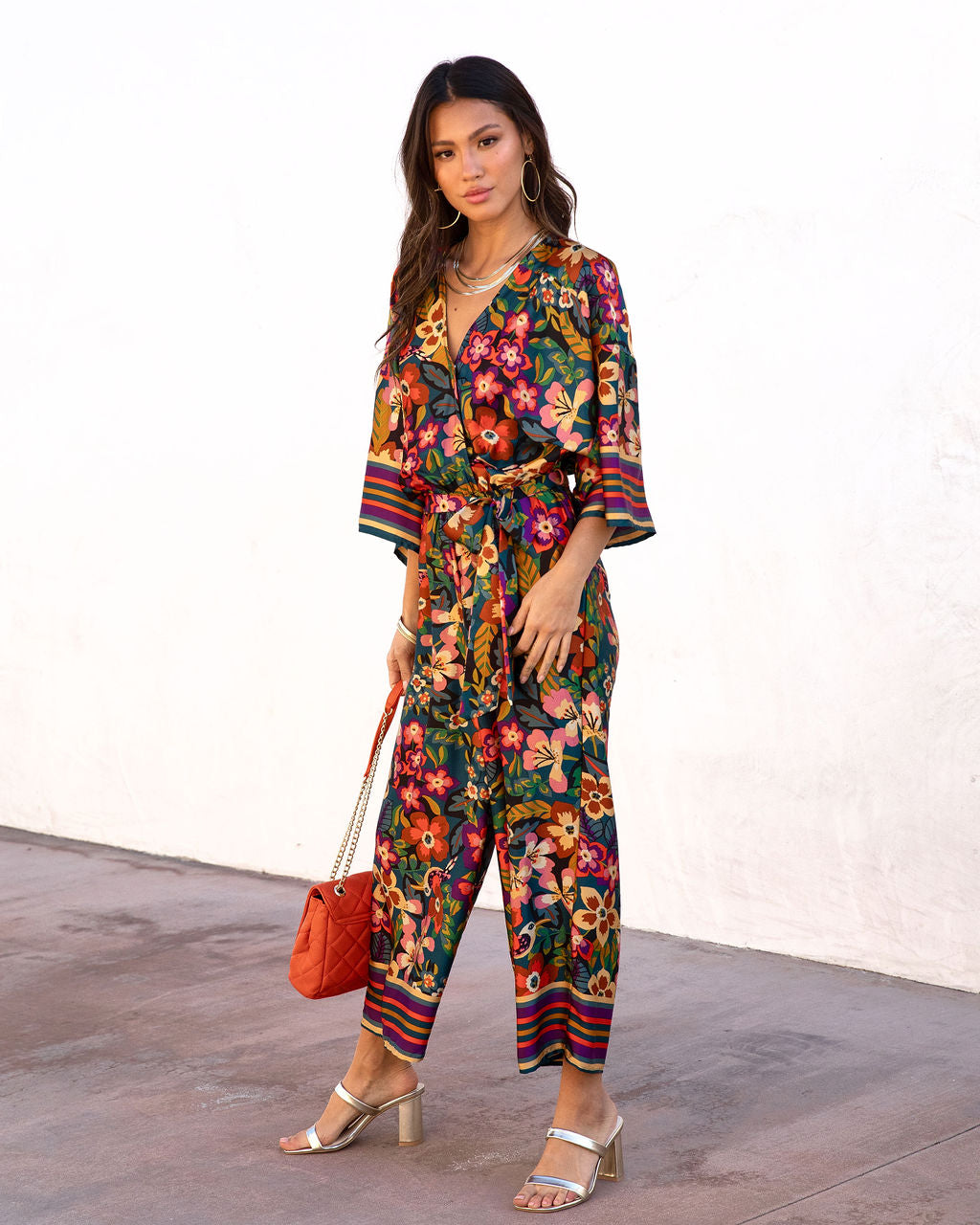 Rio Satin Printed Jumpsuit Oshnow