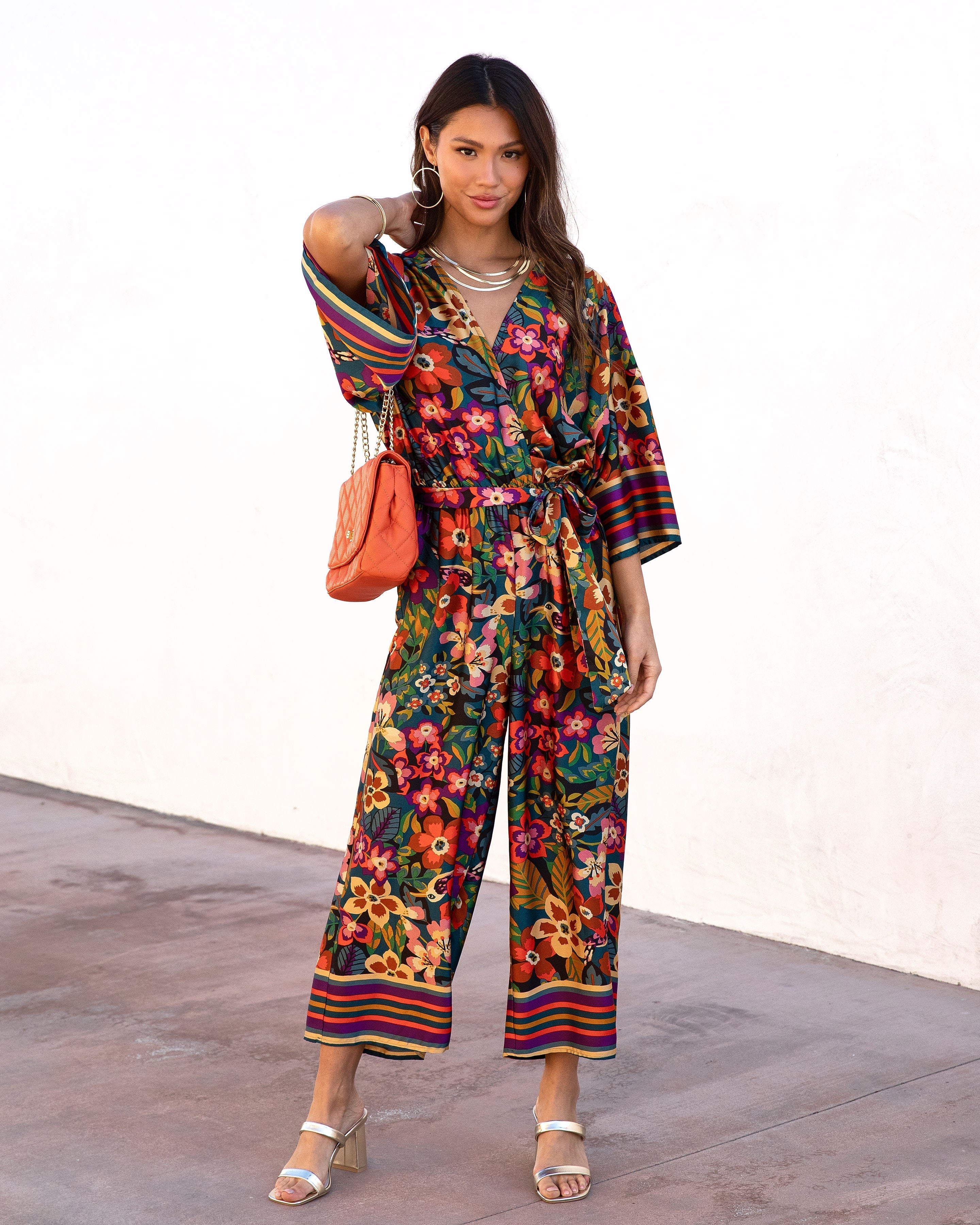 Rio Satin Printed Jumpsuit Oshnow