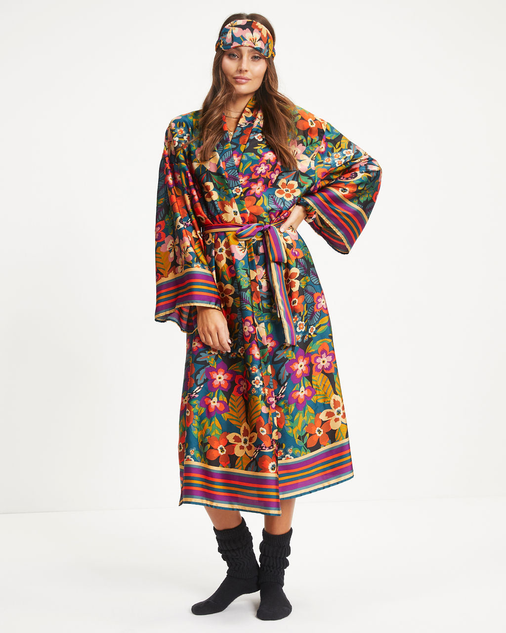 Rio Satin Printed Kimono Robe Oshnow