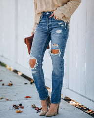 Rocky Distressed High Rise Straight Leg Denim Oshnow