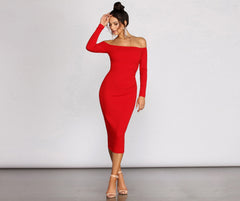 Rose Off The Shoulder Midi Dress Oshnow