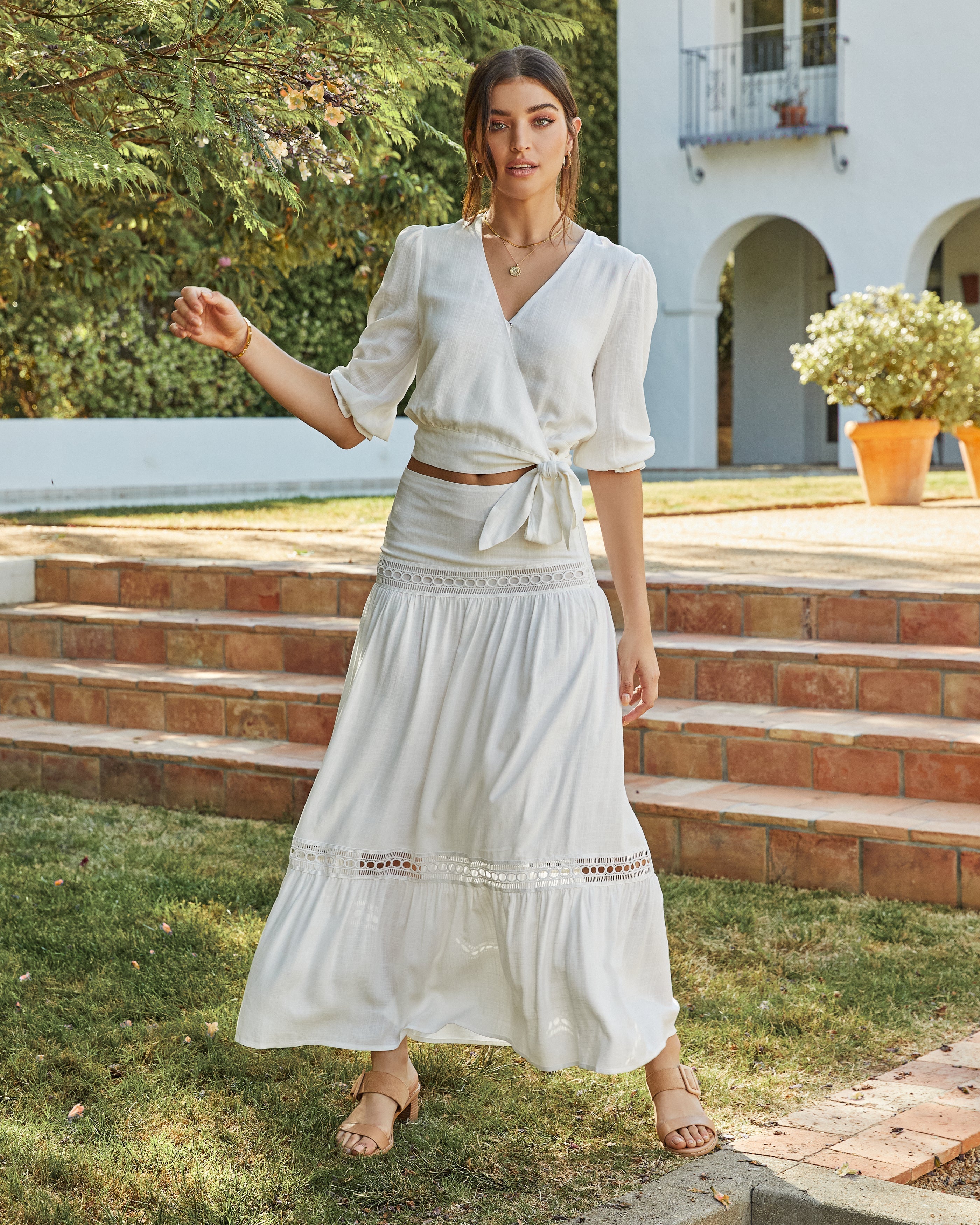 Rosemead Crochet Tiered Maxi Skirt Oshnow