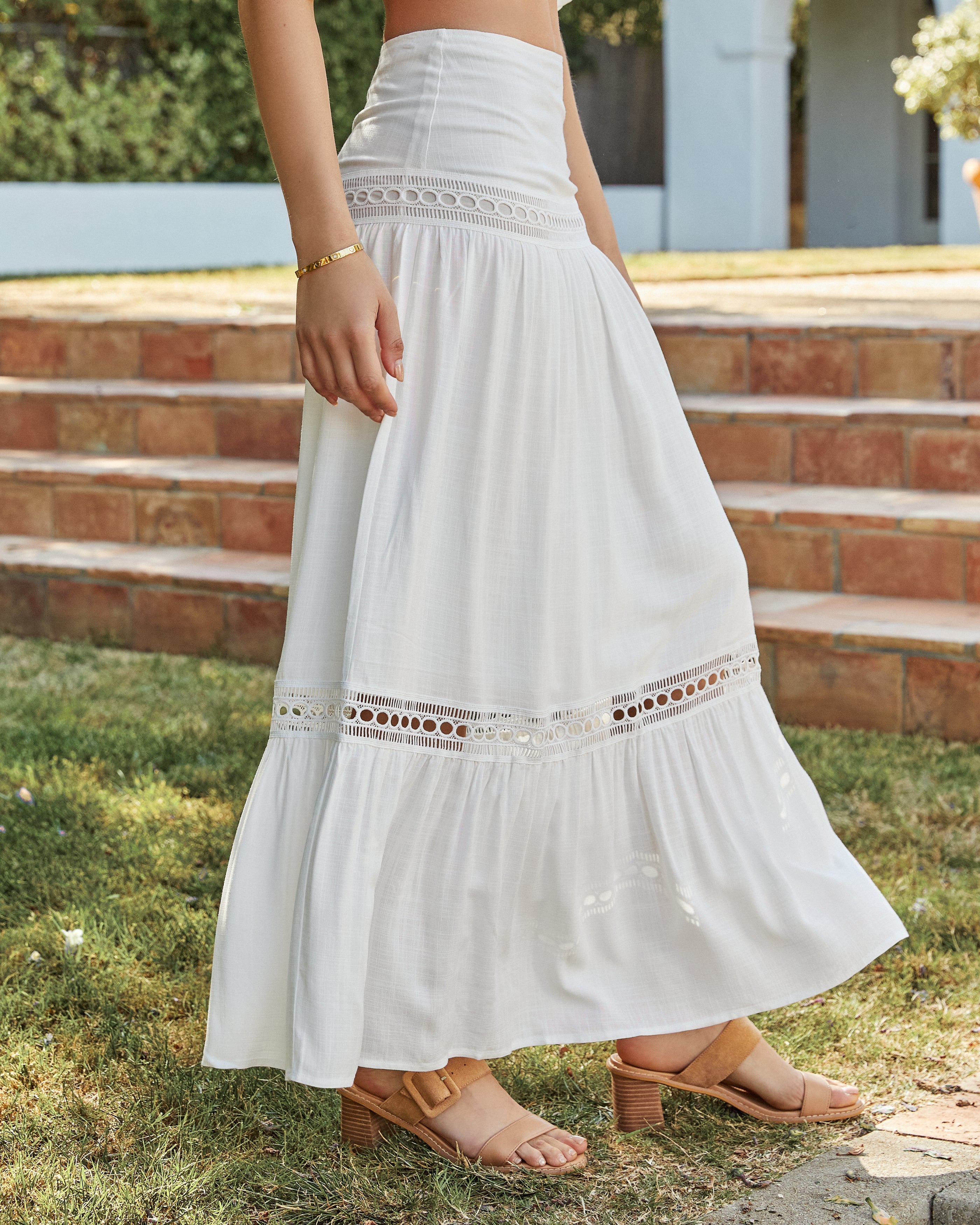 Rosemead Crochet Tiered Maxi Skirt Oshnow