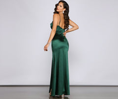 Rosie High-Slit Satin Mermaid Dress Oshnow