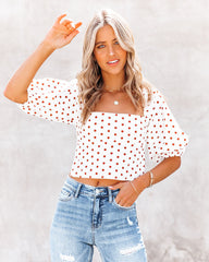 Rossi Cotton Polka Dot Puff Sleeve Top Oshnow