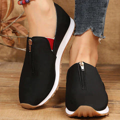 Round Toe Front Zipper Slip-On Casual Shoes Oshnow