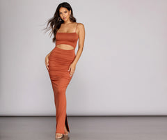 Ruched To The Maxi Knit Dress Oshnow