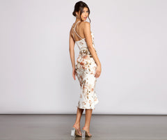 Ruffled For Florals Midi Dress Oshnow