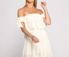 Ruffled Romance Off The Shoulder Maxi Dress Oshnow