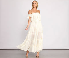 Ruffled Romance Off The Shoulder Maxi Dress Oshnow