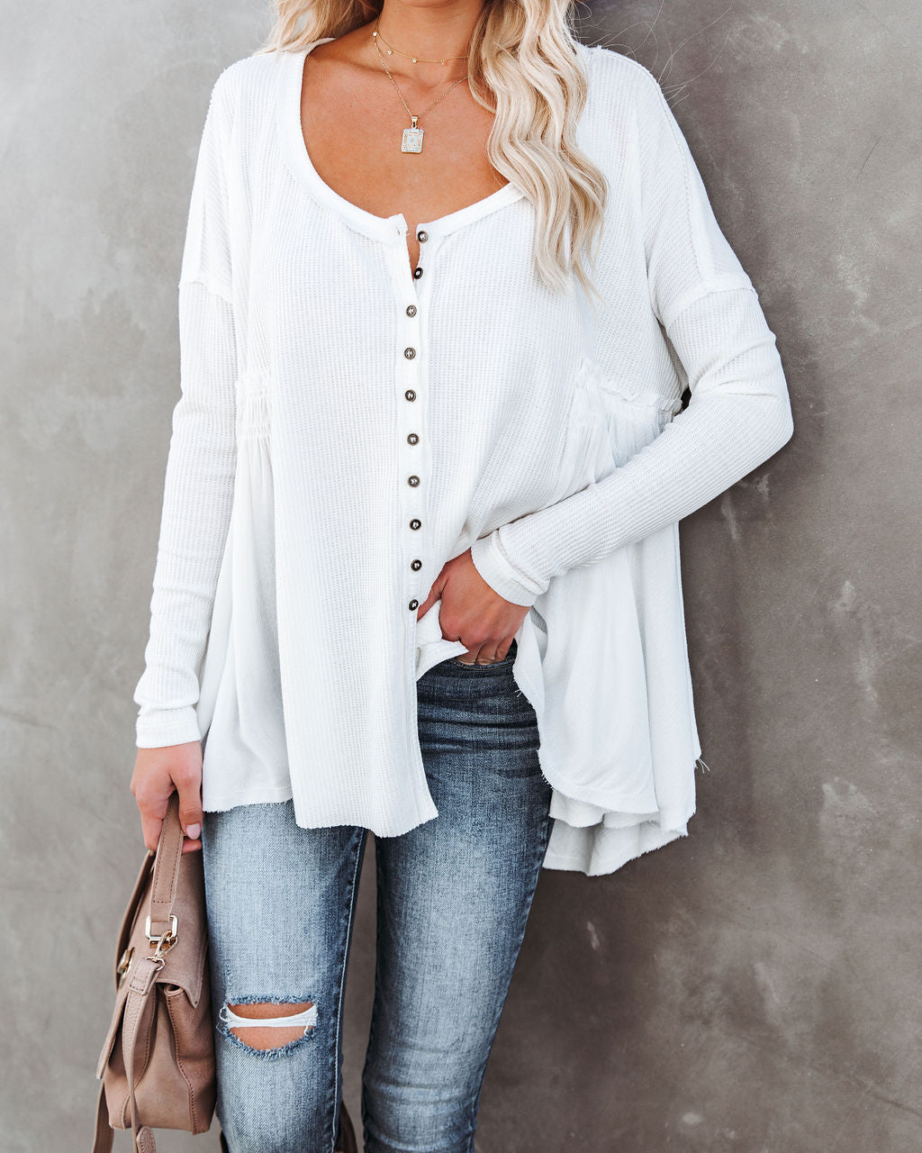 Rufus Contrast Knit Top - Ivory Oshnow