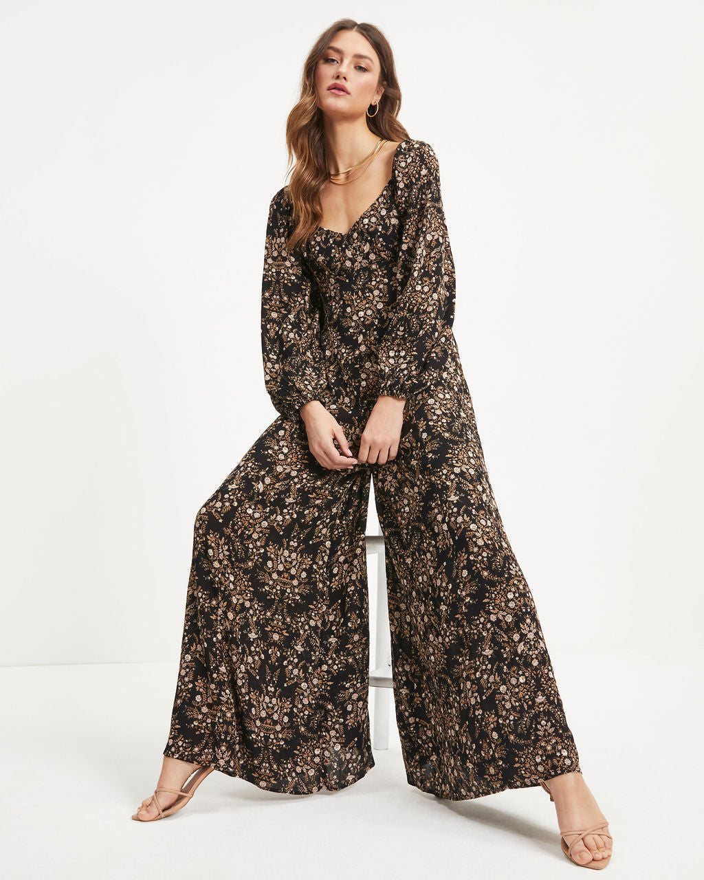 Ruthie Floral Tie Back Jumpsuit - Black Oshnow