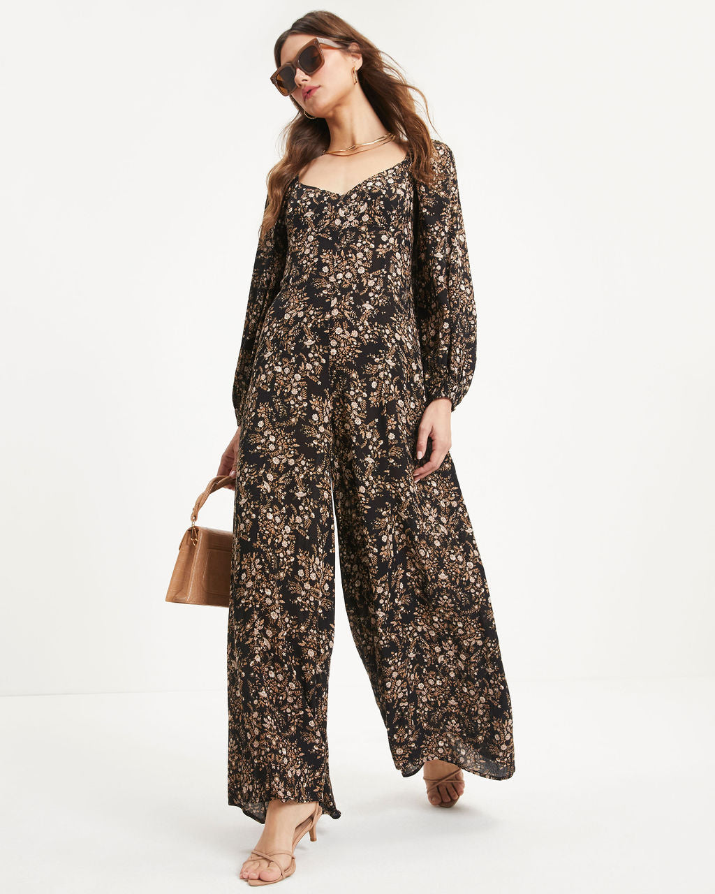 Ruthie Floral Tie Back Jumpsuit - Black Oshnow