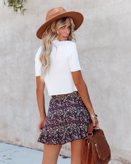 Ryan Floral Ruffle Wrap Mini Skirt Oshnow