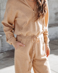 Ryker Pocketed Half Zip Knit Jumpsuit - Oatmeal Oshnow