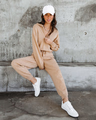 Ryker Pocketed Half Zip Knit Jumpsuit - Oatmeal Oshnow