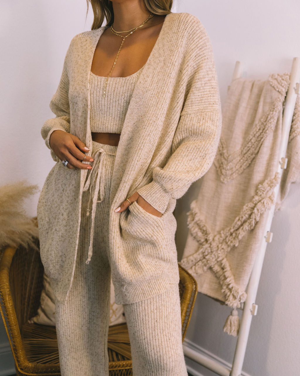 Rylin Pocketed Knit Cardigan - Oat Oshnow