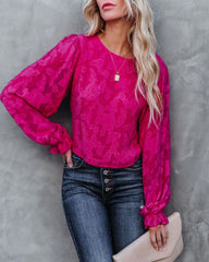 Saba Floral Textured Crop Blouse - Magenta Oshnow