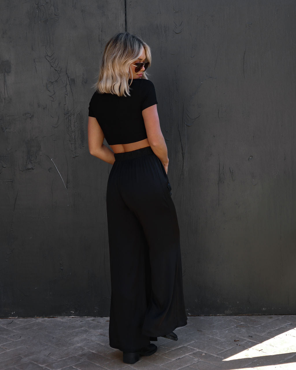 Sammy High Rise Wide Leg Pant - Black Oshnow