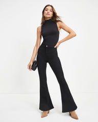 Sanderson High Rise Stretch Flare Jeans - Black Oshnow