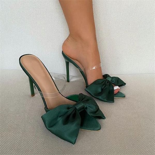 Satin Bow Stiletto Heels Oshnow