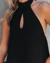 Saturday Night Fever Halter Pocketed Jumpsuit - Black Oshnow