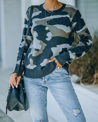 Sawyer Distressed Camo Knit Sweater Oshnow